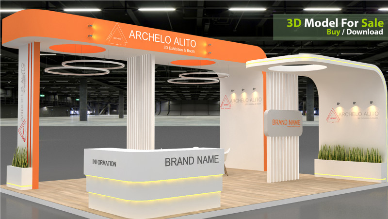 3D Exhibition Stand stall 3D Модель .c4d .max .obj .3ds .fbx .stl .blend 