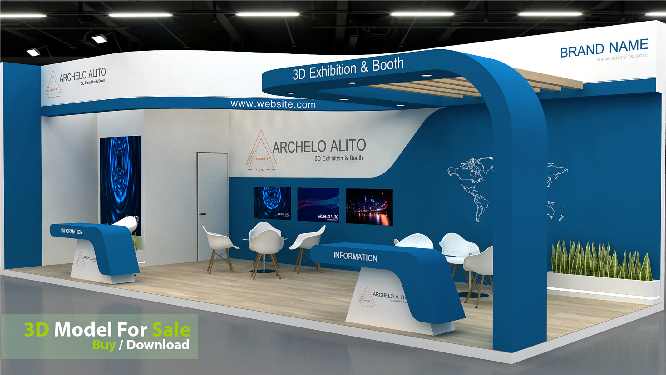 3d stand kiosk 3D Model .c4d .max .obj .3ds .fbx .stl .blend 