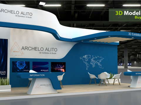 3d stand kiosk Modelo 3D