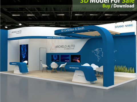 3d stand kiosk Modelo 3D