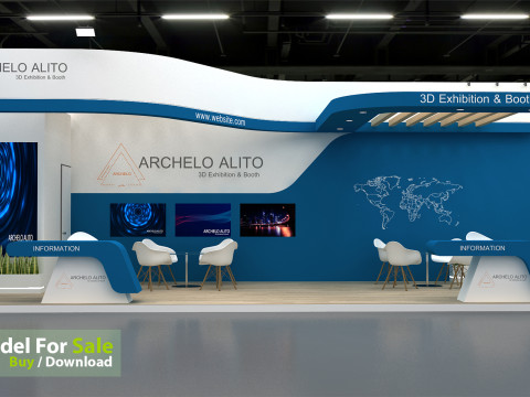 3d stand kiosk Modelo 3D
