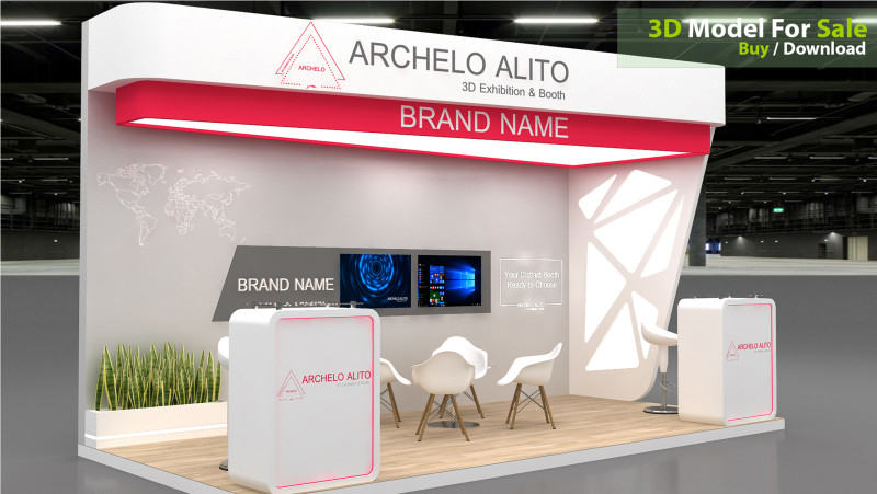 3D Exhibition Booth Model 3D Modell .c4d .max .obj .3ds .fbx .stl .blend 