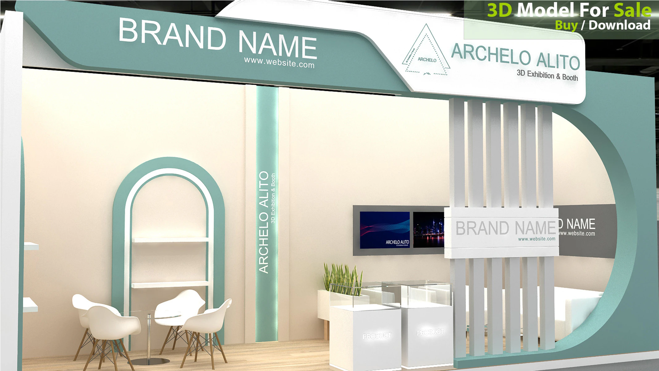 3D Booth Design 3D Model .c4d .max .obj .3ds .fbx .stl .blend 