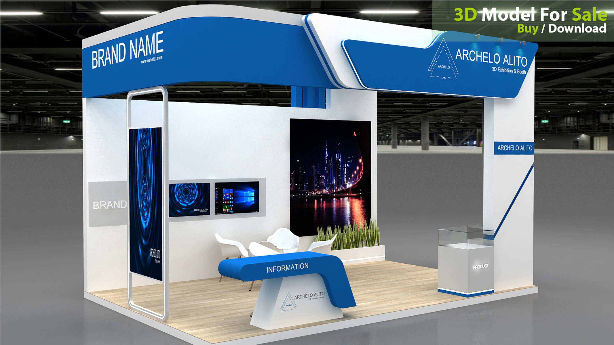 Exhibition tradeshow 3D Model .c4d .max .obj .3ds .fbx .stl .blend 