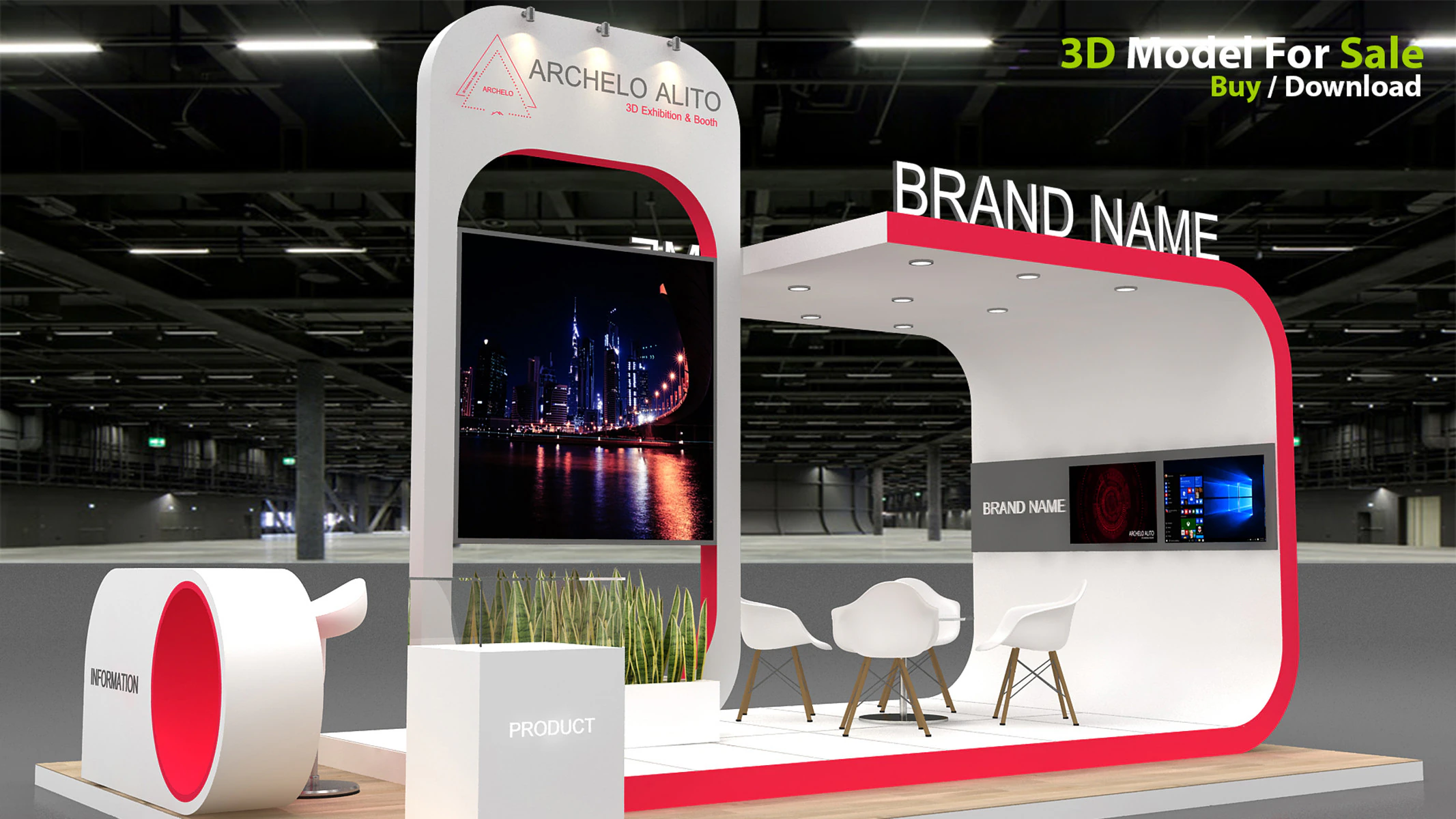 3D Booth Design 3D Model .c4d .max .obj .3ds .fbx .stl .blend 