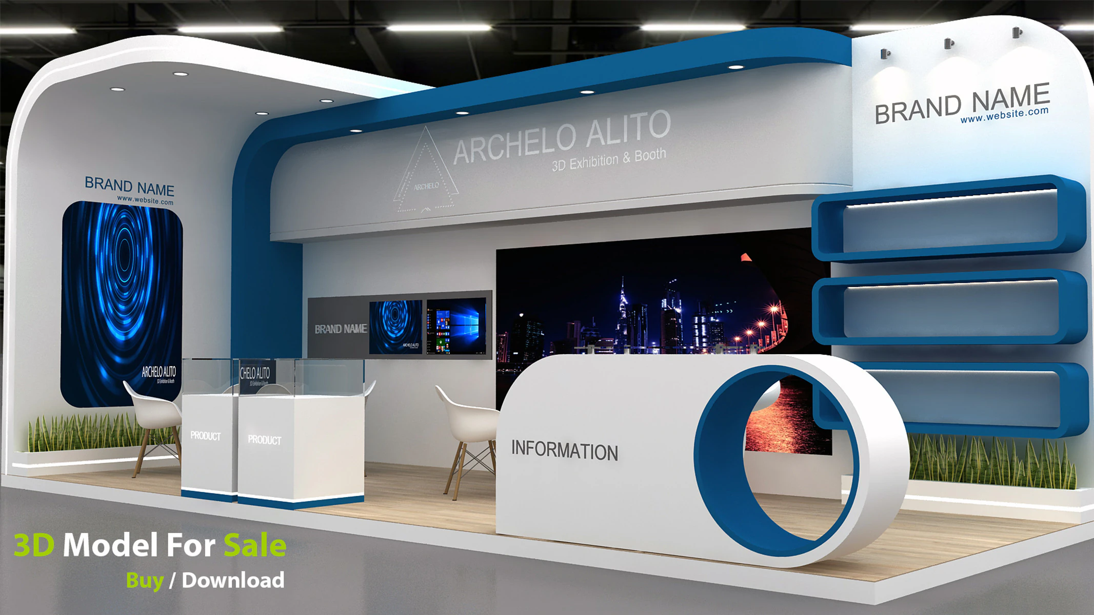 3D Booth Design 3D Model .c4d .max .obj .3ds .fbx .stl .blend 