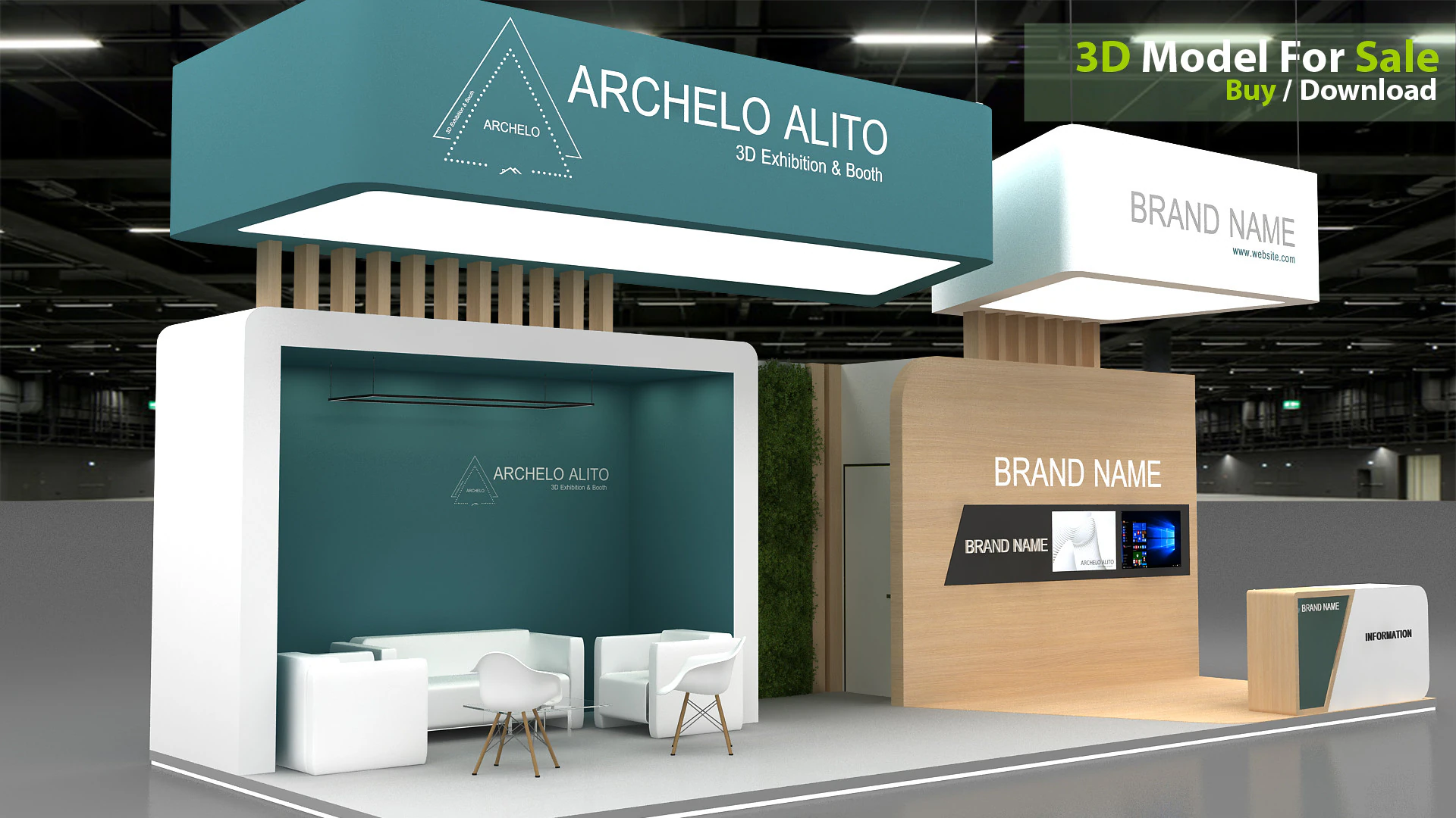 3D Exhibition Stand 3D Model .c4d .max .obj .3ds .fbx .stl .blend 