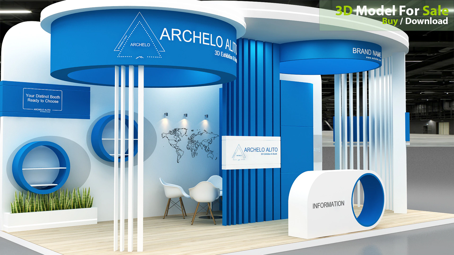 Exhibition booth tradeshow 3D Model .c4d .max .obj .3ds .fbx .stl .blend 