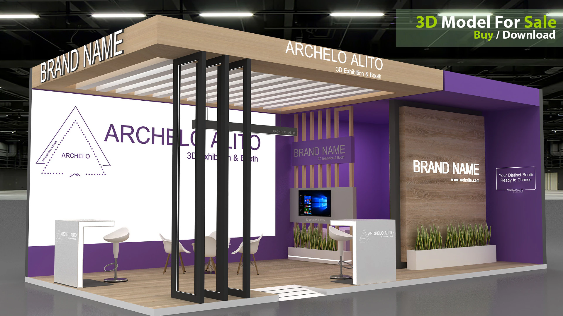 Booth 3D Model .c4d .max .obj .3ds .fbx .stl .blend 