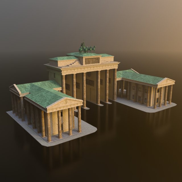 Brandenburg Gate in Berlin 3D Model .c4d .max .obj .3ds .fbx .stl .blend 