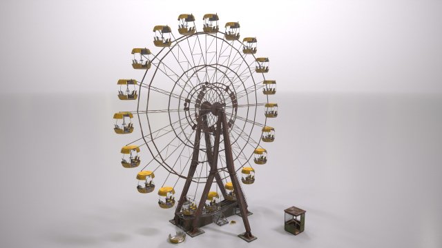 abandoned pripyat ferris wheel 3D Модель .c4d .max .obj .3ds .fbx .stl .blend 