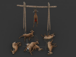 Pack of Dead Deer 3D Model