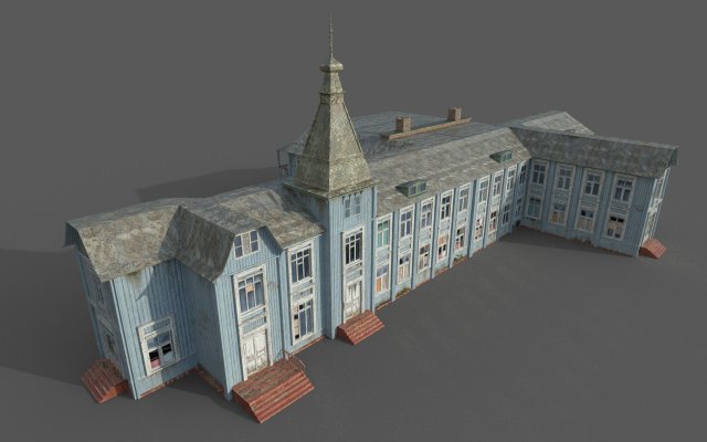 old abandoned wooden mansion 3D 模型 .c4d .max .obj .3ds .fbx .stl .blend 