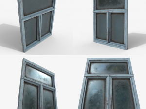 pack of 4 different old wooden windows pbr Modelo 3D