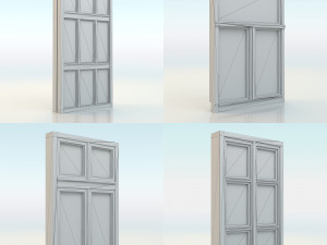 pack of 4 different old wooden windows pbr Modelo 3D
