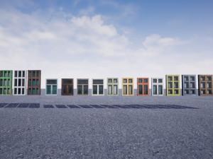 pack of 4 different old wooden windows pbr Modelo 3D