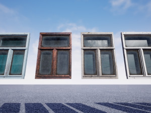pack of 4 different old wooden windows pbr Modelo 3D