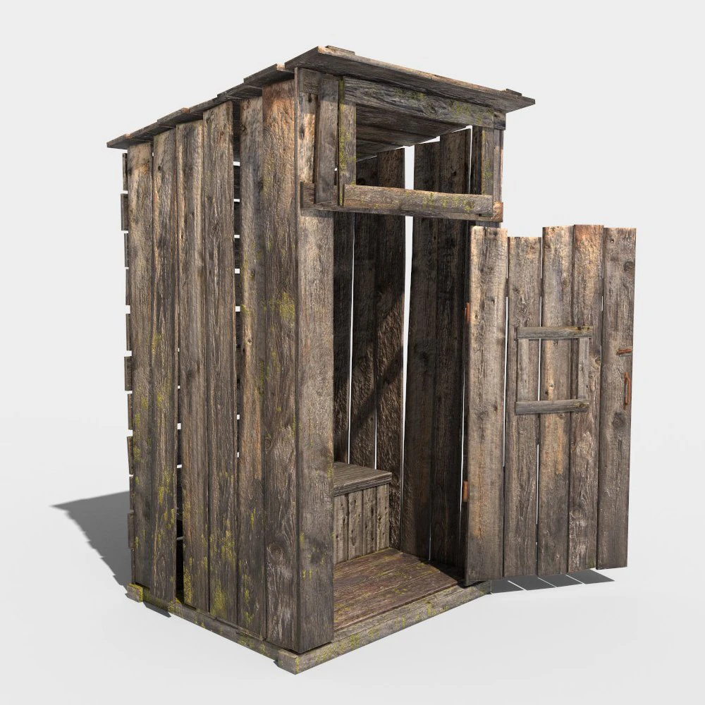 antigo banheiro rural de madeira ao ar livre pbr Modelo 3D .c4d .max .obj .3ds .fbx .stl .blend