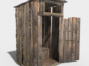 old wooden outdoor country toilet pbr 3D Model
