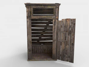antigo banheiro rural de madeira ao ar livre pbr Modelo 3D