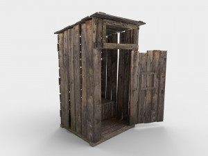 old wooden outdoor country toilet pbr 3D-Modell