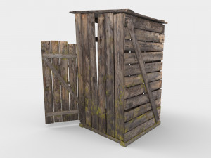 old wooden outdoor country toilet pbr 3D-Modell