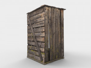 old wooden outdoor country toilet pbr 3D-Modell