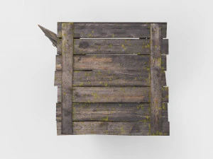 antigo banheiro rural de madeira ao ar livre pbr Modelo 3D