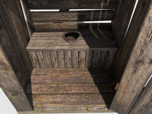old wooden outdoor country toilet pbr 3D-Modell