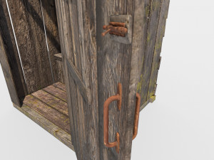 old wooden outdoor country toilet pbr 3D-Modell