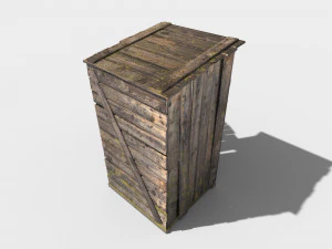antigo banheiro rural de madeira ao ar livre pbr Modelo 3D