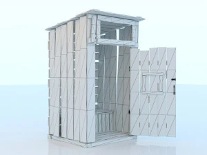 antigo banheiro rural de madeira ao ar livre pbr Modelo 3D