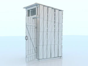 antigo banheiro rural de madeira ao ar livre pbr Modelo 3D
