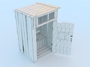 old wooden outdoor country toilet pbr 3D-Modell