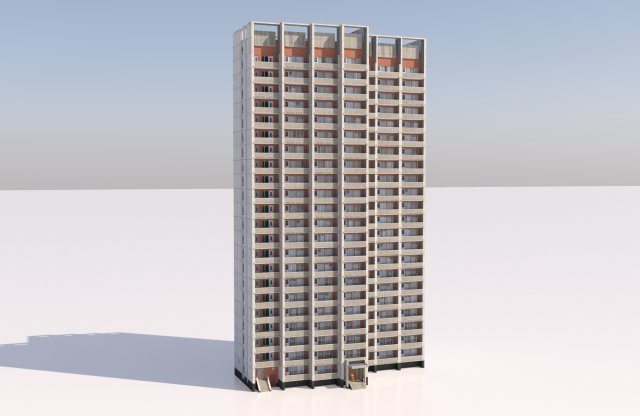 russian 22 storey apartment panel house 3D-Modell .c4d .max .obj .3ds .fbx .stl .blend 