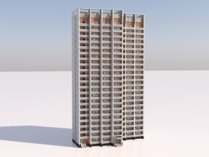 russian 22 storey apartment panel house 3D Model