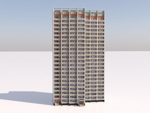 russian 22 storey apartment panel house 3D-Modell
