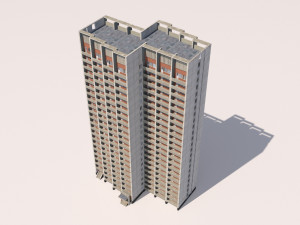 russian 22 storey apartment panel house 3D-Modell