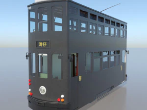 hong kong tram 9 different colors pbr 3D Model