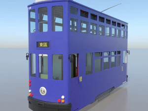 hong kong tram 9 different colors pbr 3D Model