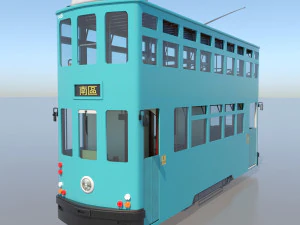 hong kong tram 9 different colors pbr 3D Model