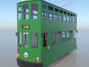 hong kong tram 9 different colors pbr 3D Model