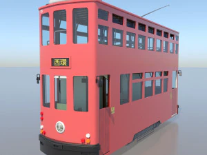 hong kong tram 9 different colors pbr 3D Model