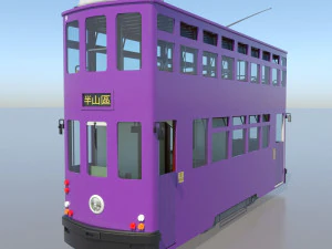 hong kong tram 9 different colors pbr 3D Model