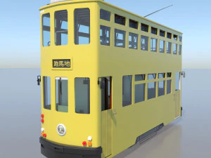 hong kong tram 9 different colors pbr 3D Model