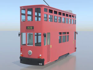 hong kong tram 9 different colors pbr 3D Model