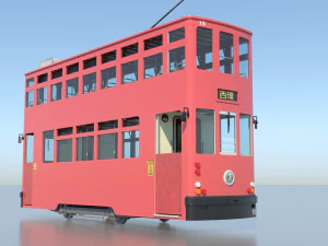 hong kong tram 9 different colors pbr 3D Model