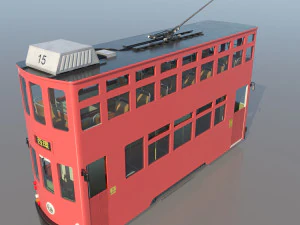 hong kong tram 9 different colors pbr 3D Model