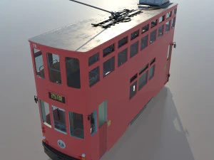 hong kong tram 9 different colors pbr 3D Model