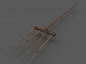 6 medieval farm pitchforks pbr 3D 모델